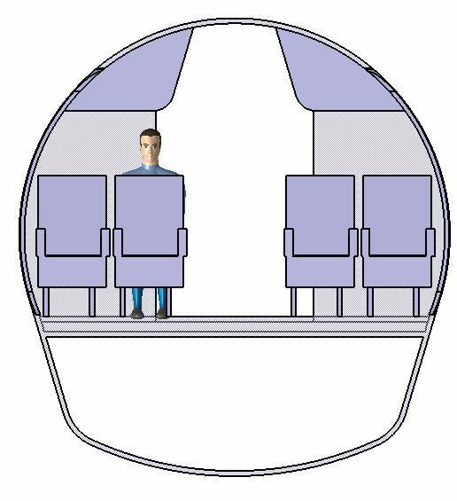 Figure 7: Section View The fuselage is designed for a large cargo area under the passenger cabin. To allow for more room, the shape of the fuselage is not completely circular.