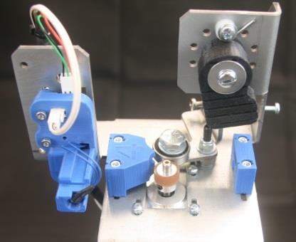 In this configuration FilaPull also features a motor with a rubberised pulley wheel which is used to pull the filament. The motor connects to the winder through a dedicated connector on the winder.
