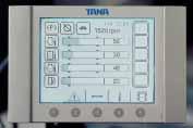 The TCS LCD panel acts as the instrument panel displaying to the operator information from over 100 different pieces of information, e.g. the malfunctions log, fuel consumption, loading rate, service intervals, etc.