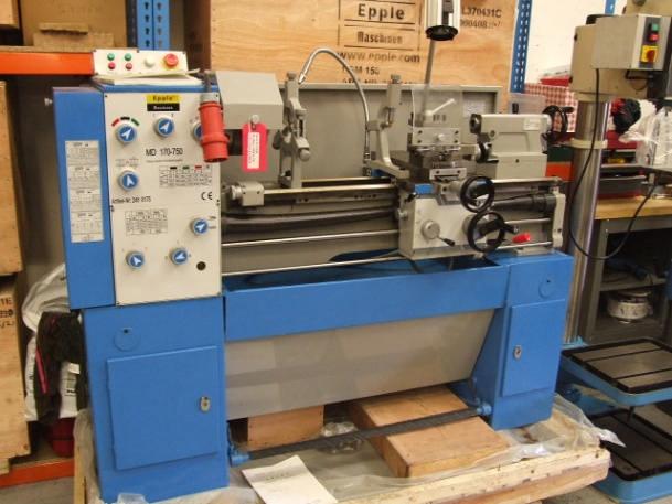00 + VAT Centre Lathes End of Line Epple MD 170-750 Centre Lathe Year of Manufacture: 2008 Serial Number: 1124 Equipment: 3 & 4-Jaw chucks, Fixed and travelling steadies, Rear splash guard,