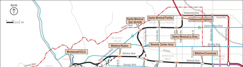 Hollywood/Highland Station to the Wilshire/4th Station is 22