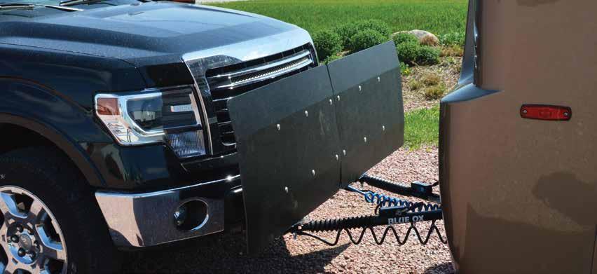 BX88224, 2 Rcvr Hitch Immobilizer BX88225, 2.5 Rcvr Hitch Immobilizer A polyethylene shield protects towed vehicle from road debris. Easily folds for storage.