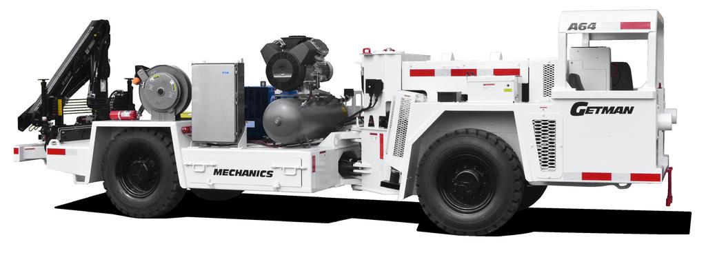 Getman service trucks are designed to help perform key maintenance and repair functions throughout an underground mining operation, minimizing the need to return other production and production