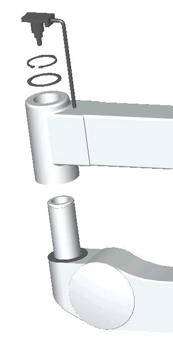 Check the casing halves for safe fit. 6.2 Wall mounting Place the upper articulated arm onto the mounted wall bearing on the side of the electrical connection.