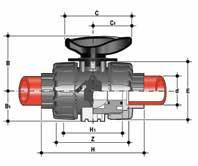 DIMENSIONS VKRIF DUAL BLOCK regulating ball valve with female ends for socket welding, metric series d DN PN B B 1 C C 1 E H H 1 Z g Code 16 10 16 54 29 67 40 54 102 65 74.