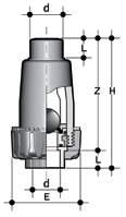DIMENSIONS SRIF Ball check valve with ends for socket welding, metric series d DN PN E H L Z g Code 20 15 16 54 104 16 88 150 SRIF020F 25 20 16 65 125 19 106