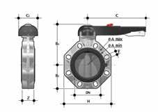 DIMENSIONS FKOF/LM Hand operated Butterfly valve d - Size DN PN A min A max B 2 B 3 C C 1 H U Z g Code 50-1 1/2 40 16 99 109 60 137 175 100 132 4 33 1000 FKOFLM050F 63-2 50 16 115 125.