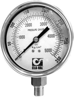 PARTS LIST X141 Cla-Val 2 1 2" & 4" Gauge Option Liquid-Filled Dual Scale (PSI / BAR) Long Life Stainless Steel Construction Tamper-Resistant Design 2 1 2" and 4" Diameter Sizes Available Pressure