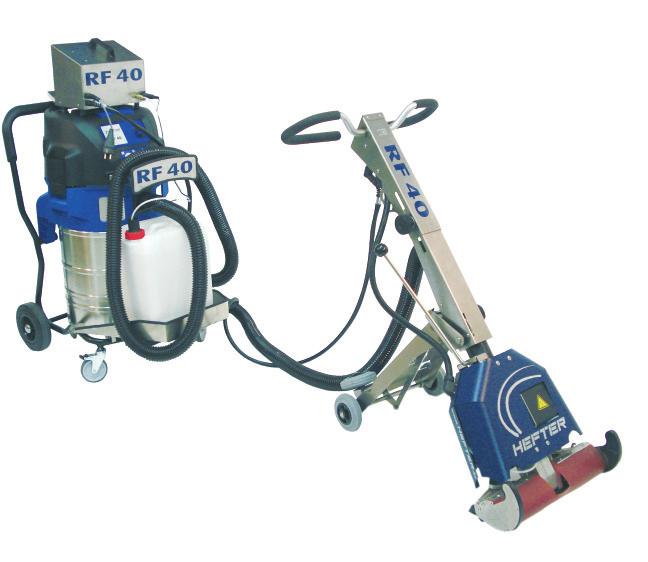 ESCALATOR AND MOVING PAVEMENT CLEANER RF 40 / RF 40 light The RF 40 / RF 40 light are units with patented technology which is supplied ready for operation together with a modified industrial vacuum