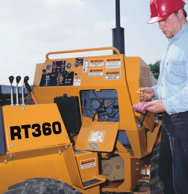 The RT360 is servicefriendly with easy-access componentry Service Engine compartment panels with rubber latches are removable without tools to make engine access fast and easy for routine
