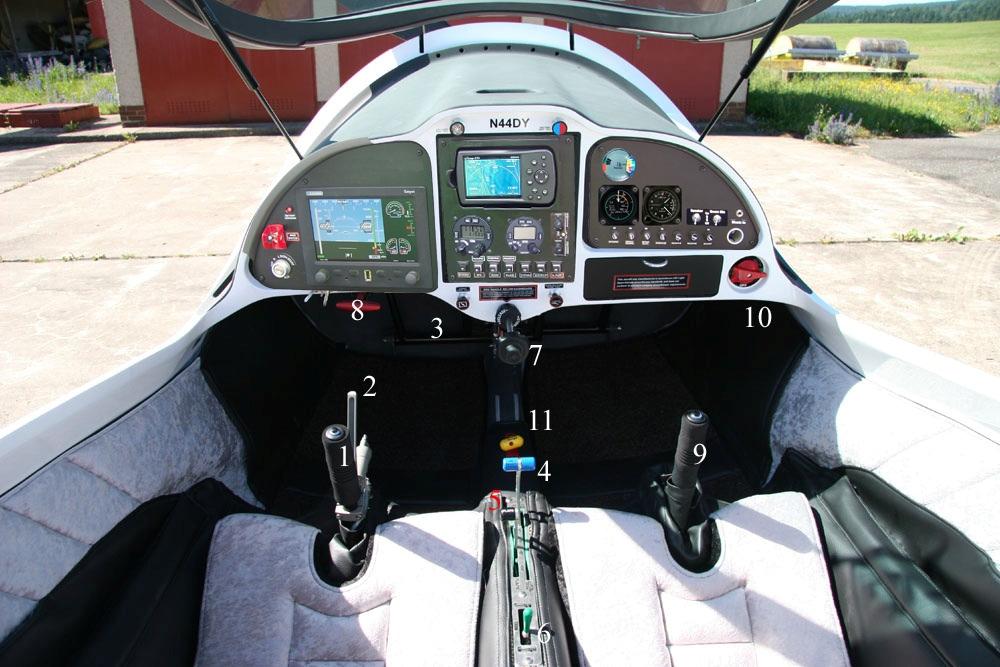 5.0 Weight and Balance Information 5.1 Installed equipment list Phoenix has the following cockpit installation: 1. Pilot control stick 2. Wheel brake 3. Pedals 4. Spoiler control lever 5.