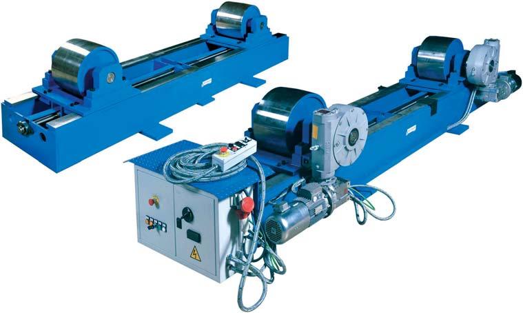 Heavy-duty rotator: 42 tons to 200 tons special frame conception with built-in roll supports reduces welding height from the ground, machined bed on the idler and drive roller for perfect alignment,