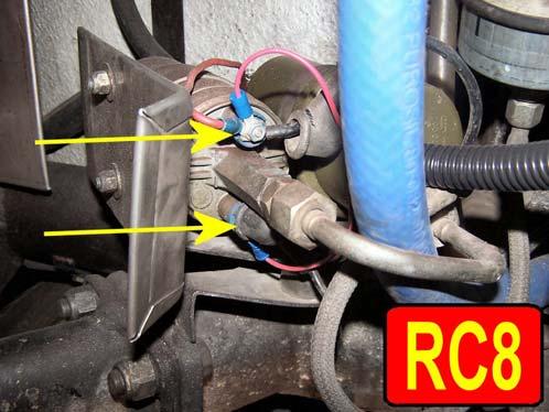 Now route the 2-conductor wire from the cooling fan over the inner fender well and down to the fuel pump.