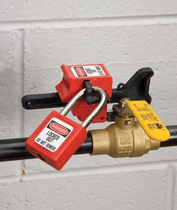 VLO-S3068MLP Clamps ght on handle stop to prevent handle movement. Works on a wide range of ball valve sizes. Works on insulated pipes and in close quarters.
