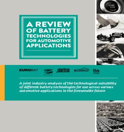EUROBAT Reports 2014 Review of Battery Technologies for Automotive Applications