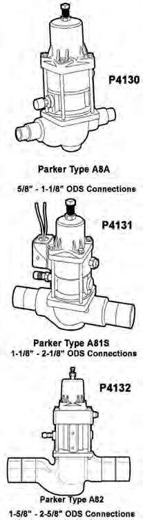 PARKER - PRESSURE REGULATING VALVES For R-22, R-502, R-404A, R-507 and other common refrigerants Pilot operated for close control at desired set point. Long life diaphragms. No bellows to fail.