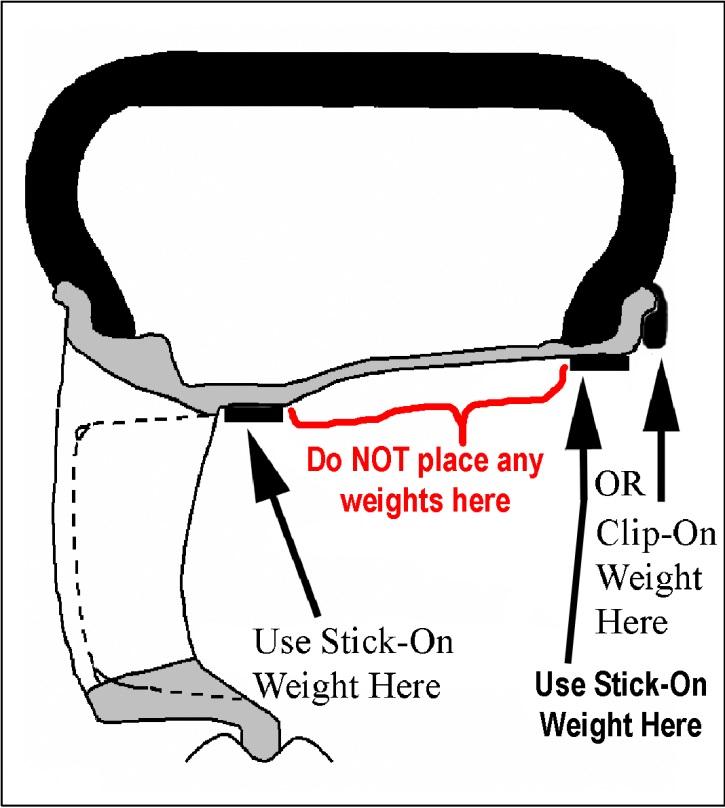 5. Wheel Balancing. NOTE: Application temperature for stick-on type weight is above 50 F (10 C). Weights should be no taller than 4 ~ 5 mm in height.