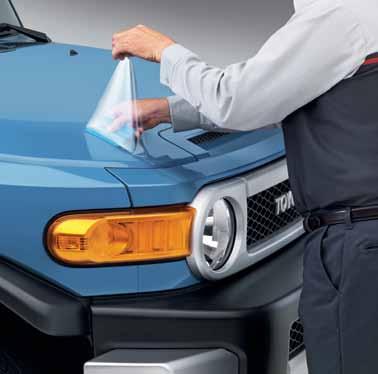 Genuine Toyota paint protection film 2 can also be applied to select portions of the front bumper to help guard your paint from road debris.