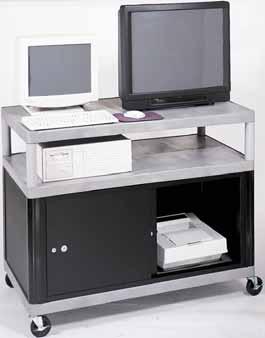 support your CPU on the right, left or middle of the bottom shelf. LEW40C - 40 high, three shelf extra wide mobile workcenter with steel locking, vented cabinet.