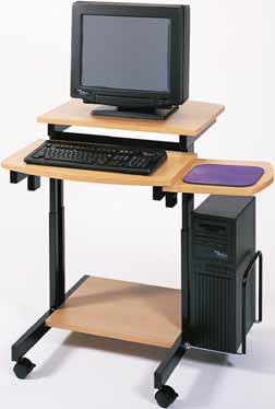 Computer Workstations Modern Style Workstations LCT43 - Extra wide computer workstation w/ extra wide pull-out keyboard shelf and mobile combination printer/cpu stand.