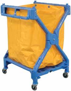 Multi-Purpose Janitorial Carts HL13 - Laundry cart folds for easy storage. Comes complete with an orange nylon laundry bag and 3" casters. Blue color.
