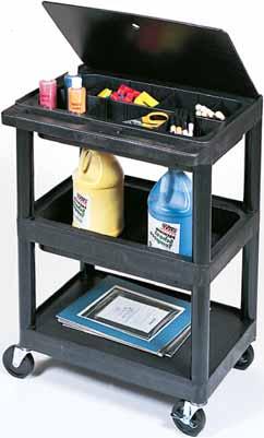 MTC30DL/N - Three shelf general purpose utility cart with tub middle & top shelves, and flat bottom shelf.