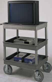 TC211 - Top flat shelf and middle and bottom tub shelves utility cart with 4 casters, two with locking brake. W x D x 37 H. 2 3/4 deep tubs. Shelf clearance 11. Specify black, gray or putty color.