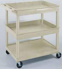 Specify black, gray or putty color. Wt. 76 lbs. PTC21 - Top flat shelf and bottom tub shelf utility cart with pneumatic wheels, two with locking brake and W x D x 36 H, 2 3/4 deep tubs.