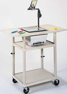Model OHT50 accommodates the 3M 900 and 9000 series overhead projectors (excluding the 9700 series). All models ship UPS. OHT20 - Compact sit-down overhead projector table. Assembly required.