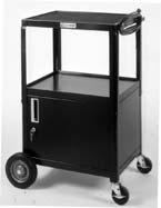 AV42B - Same as above with 8 big wheels on one end and LSB safety belt. U L listed. 48 lbs. ATV56 models - Traditional TV tables with either open shelves or cabinet.