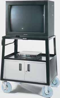 TVP44LT - Heavy-duty three shelf table. Holds up to 40 TV monitor. 126 lbs. TVP44LTC - Same as above with locking cabinet. Holds up to 40 TV monitor. 170 lbs.