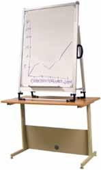 The whiteboard is bright white porcelain over metal and measures 26"W x 36"H x 1"D. The aluminum frame measures 27"W x 40-57"H x 29"D.