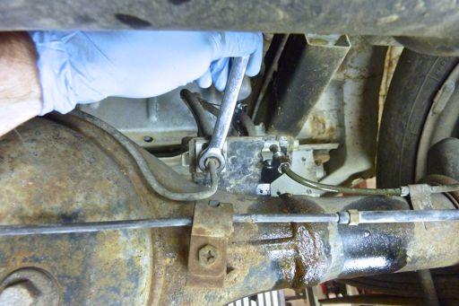 If the vehicle you are working on has two rear flexible brake lines (model years 86 to