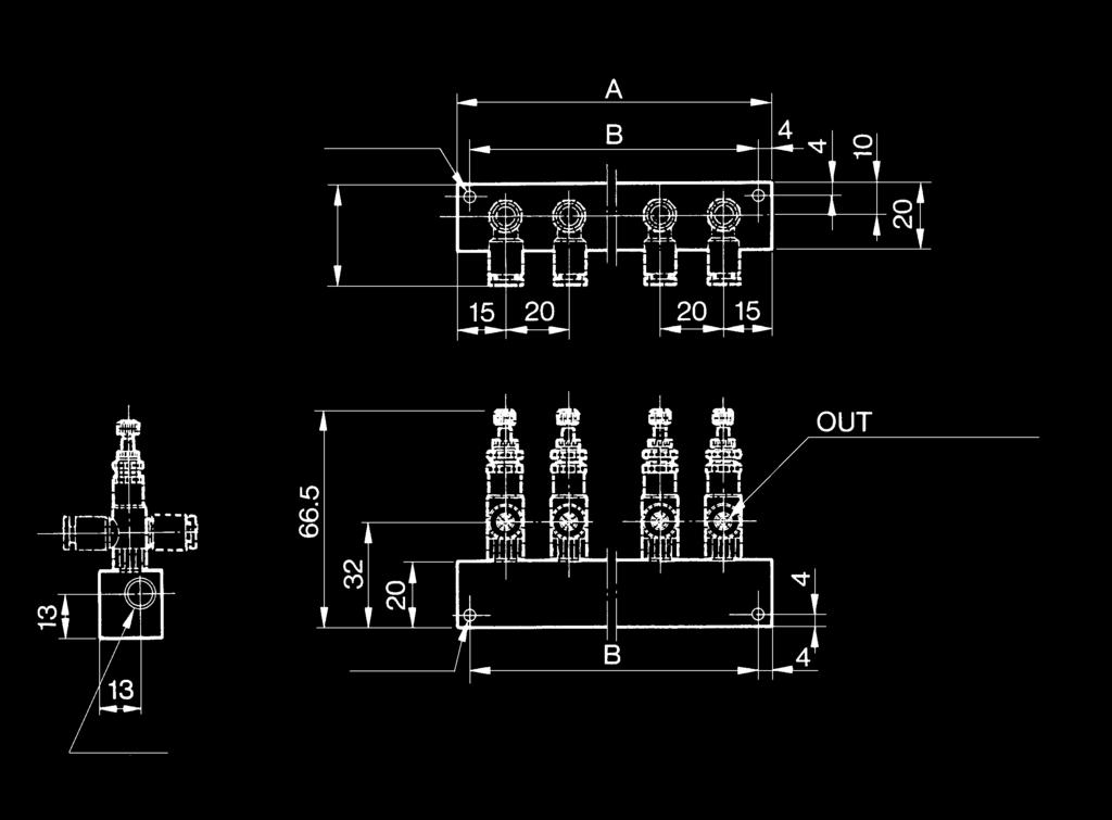 Miniature Regulator Series 00F Construction/Dimensions Component Parts Lock nut M8 x 0.7 Panel screw Applicable tubing O.D. C No.