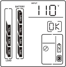 The UPS will also charge the batteries. 5.2.1 LCD Display in On-Line Mode Rack Display Tower Display 5.