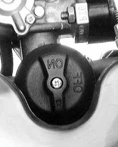 If you run out of fuel while riding, turn the lever " " mark to this position. THEN FILL THE FUEL TANK AT THE FIRST OPPORTUNITY.