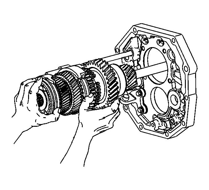 Fig. 80: Identifying Output Shaft Assembly 51. Remove the output shaft assembly.