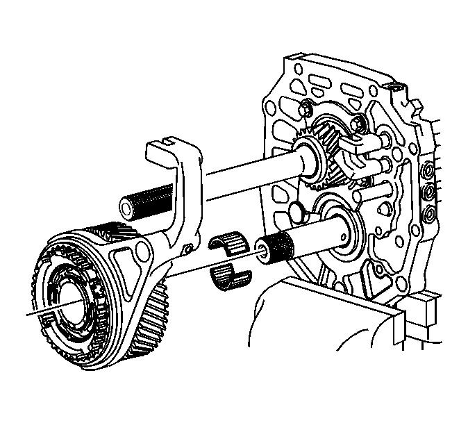 Fig. 258: View Of 5th/Reverse Synchronizer Assembly & 5th Countershaft Gear Bearing 44.