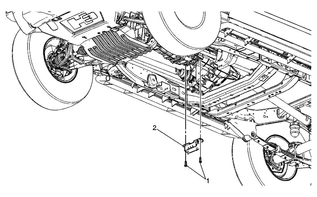 Fig. 22: Transmission Mount Replacement Transmission Mount Replacement Callout Preliminary Procedures Component Name 1. Raise the vehicle. Refer to Lifting and Jacking the Vehicle. 2. Remove the transfer case shield.