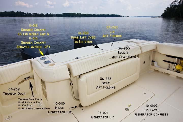 GRADY-WHITE BOATS CUSHIONS/COCKPIT BOLSTERS 10-533 Clips Bolster 20-065 Hardware Package Aft Seat 24-104 Stud 3/8 Male Snap 34-198 Bolster Fwd Bow Port 34-200 Bolster Fwd Bow Stbd 34-201 Cushions