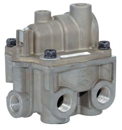 The lower portion, or body, of the BP-R1 valve contains a standard service brake relay valve, which functions as a relay station to speed up brake application and release.