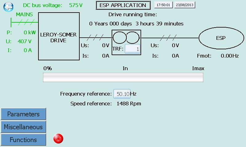 VSD control screen (HMI) Emerson VSDs have