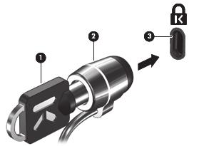 Namešanje varnostnega kabla OPOMBA: Varnostni kabel služi za to, da odganja morebitne tatove, ne more pa vedno prepreiti kraje raunalnika ali napanega ravnanja z njim. 1.