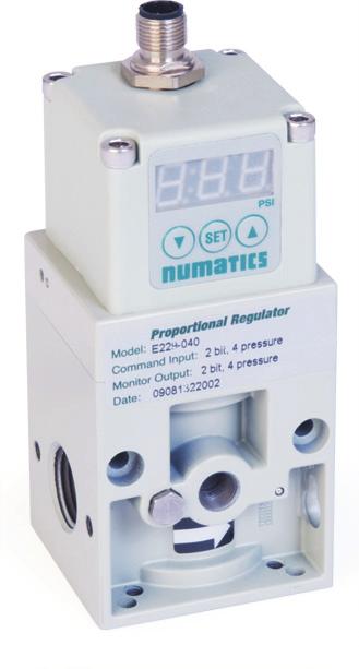 Pressure Control: E22 Proportional Introducing the E22 Series The E22 Series electronic proportional regulators quickly and accurately adjust output pressure in relation to an electrical control