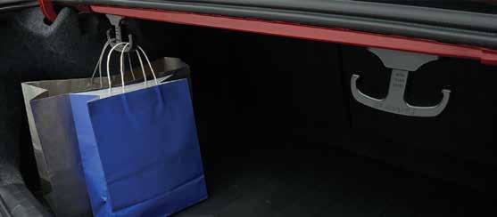 COMFORT AND CONVENIENCE Trunk Cargo Hook Conveniently helps to hold shopping bags upright. The hook folds out of the way when not in use. Each kit includes one hook.