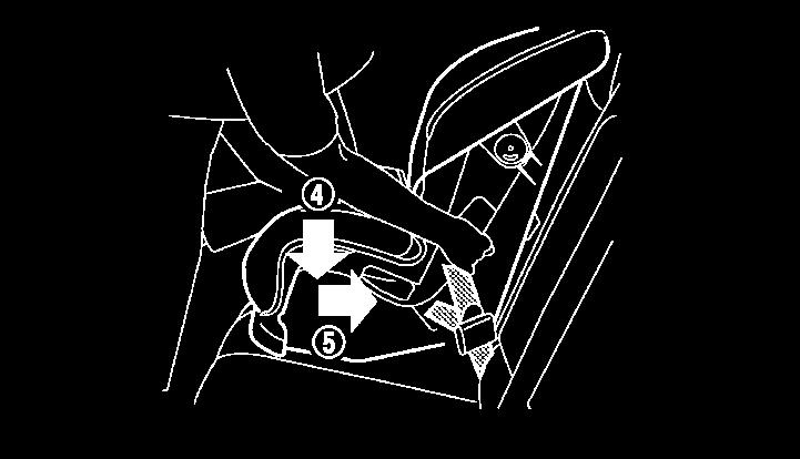 SUPPLEMENTAL RESTRAINT SYSTEM (SRS) 6. To prevent slack in the seat belt webbing, it is necessary to secure the seat belt in place with locking devices attached to the child restraint.