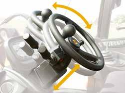 1 A tilting and telescopic steering column provides easy adjustment for maximum comfort.