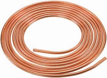 Generally domestic waster copper lines are rigid drawn tubing of hard temper that is supplied in 12 foot straight lengths, and is supplied according to local code requirements (generally ASTM B88