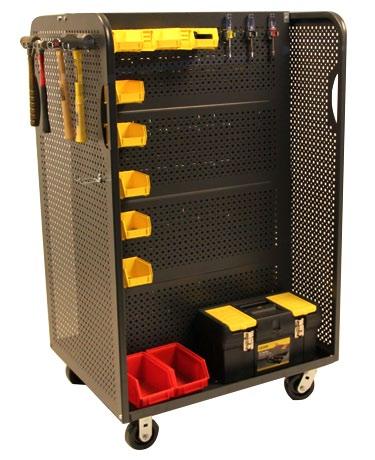 can be shipped assembled or KD (UPS ready) Optional Bins available A-Frame T-Frame These modular trucks offer a variety of pegboard and louvered panel combinations for efficient organization of parts