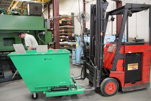 This lift truck-powered attachment requires an auxiliary valve control and hydraulic quick couplers on the lift truck.